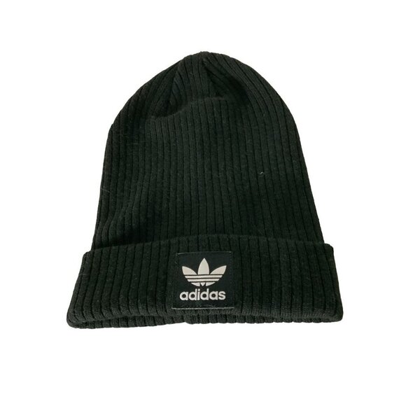 ADIDAS LADIES SOLID BLACK RIBBED PATTERN BEANIE NWOT OS - Picture 5 of 8
